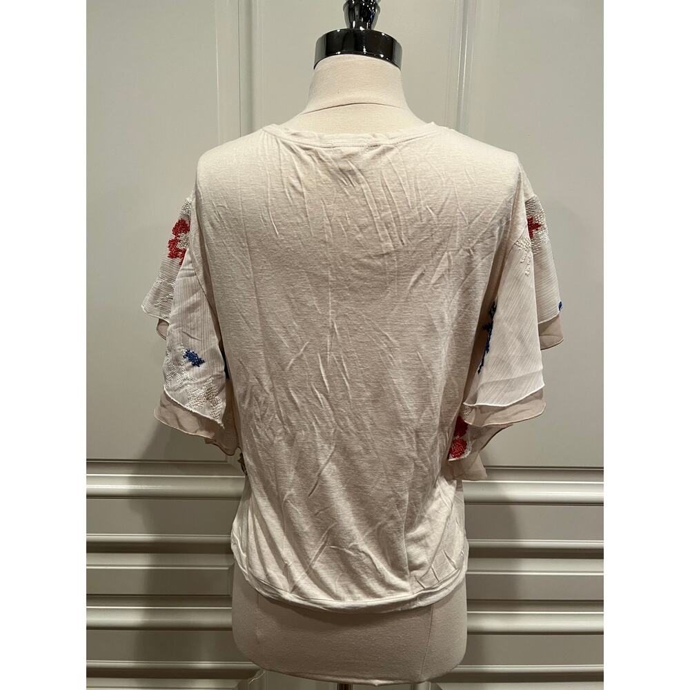 Tiny From Anthropologie Flutter Sleeve Embroidere… - image 2